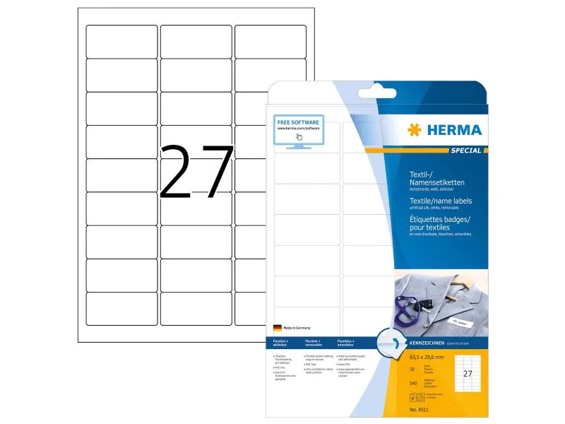 HERMA Namensetiketten 4511 63.5 x 29.6 mm, Weiss