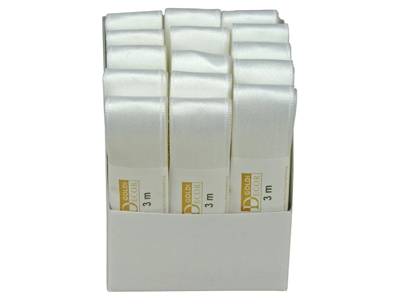 GOLDINA Satinband 25 mm x 3 m, Weiss, 1 Stück