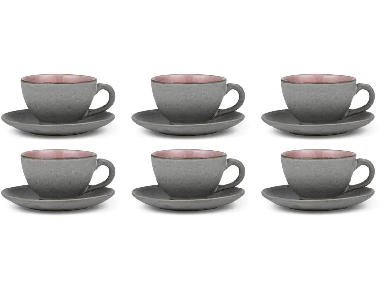 Bitz Kaffeetasse 240 ml, 6 Stück, Schwarz/Hellpink