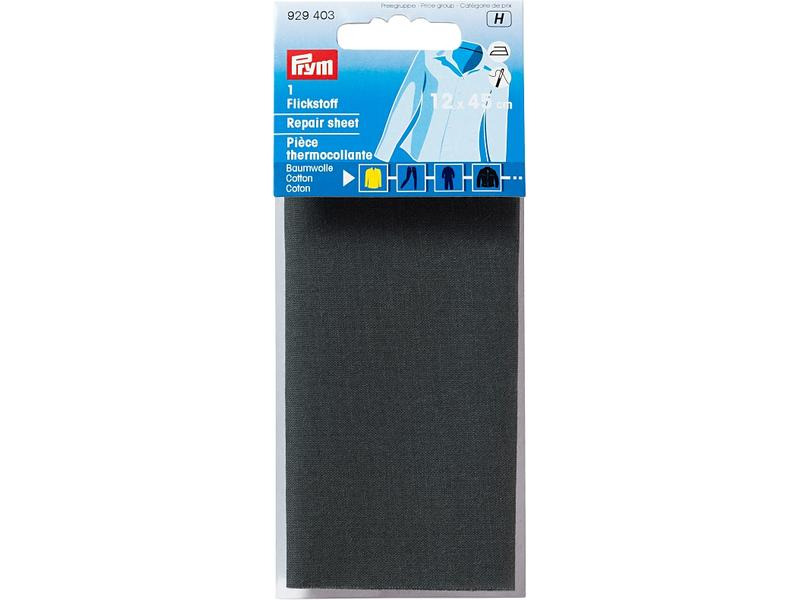 Prym Flickstoff 12 x 45 cm, aufbügelbar, Grau