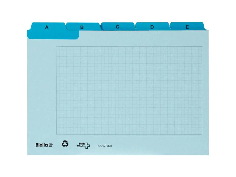 Biella Karteikarten A5, A-Z, 25-teilig, Blau