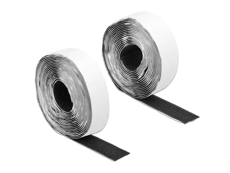 Delock Klettband-Rolle 5m x 25 mm Haft und Flauschband Schwarz