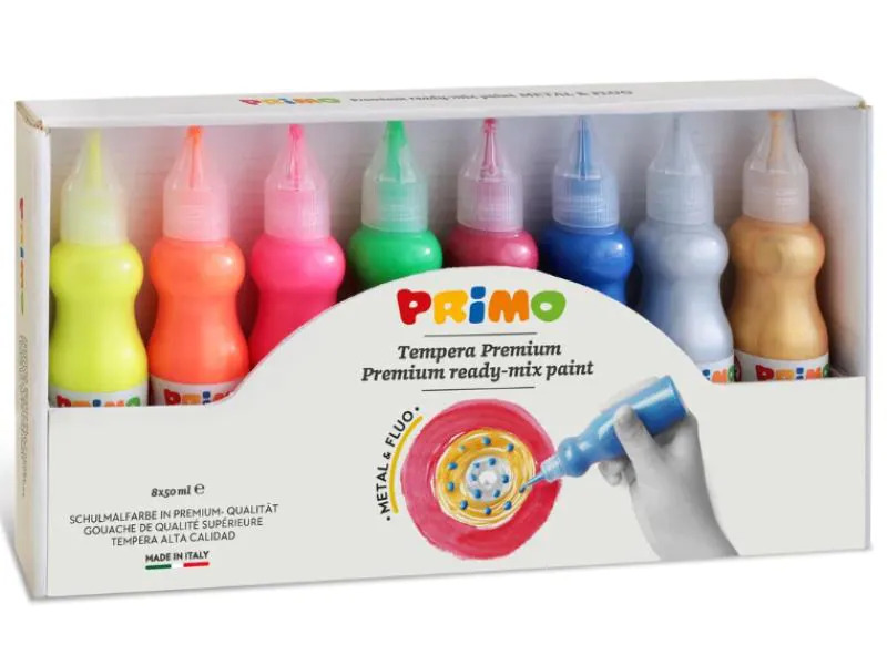 Primo Temperafarben Metallic &amp; Fluorescent 8 x 50 ml