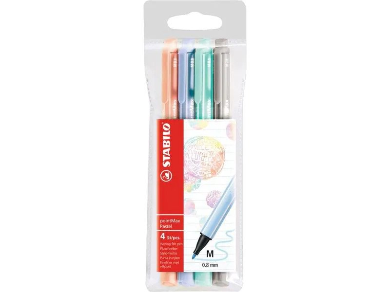 STABILO Fineliner PointMax Pastell Medium (M), Mehrfarbig