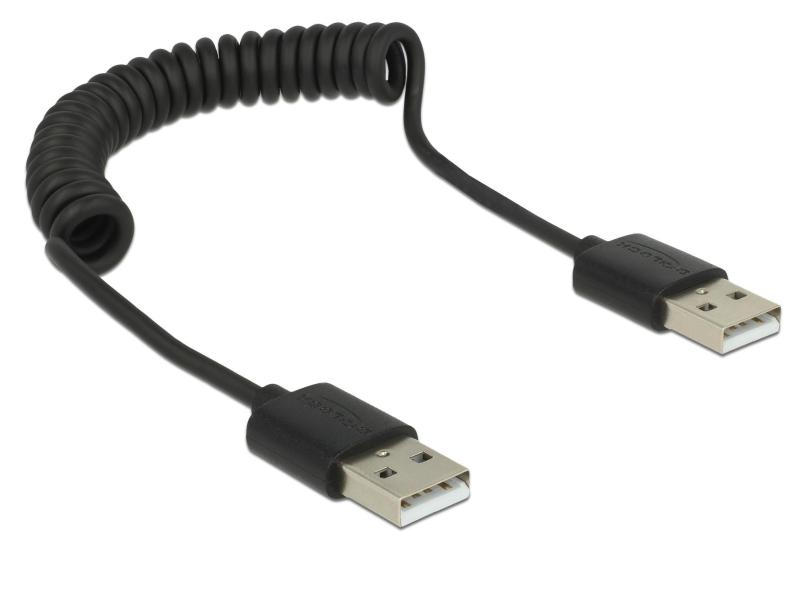 Delock USB 2.0-Spiralkabel  USB A - USB A 0.6 m