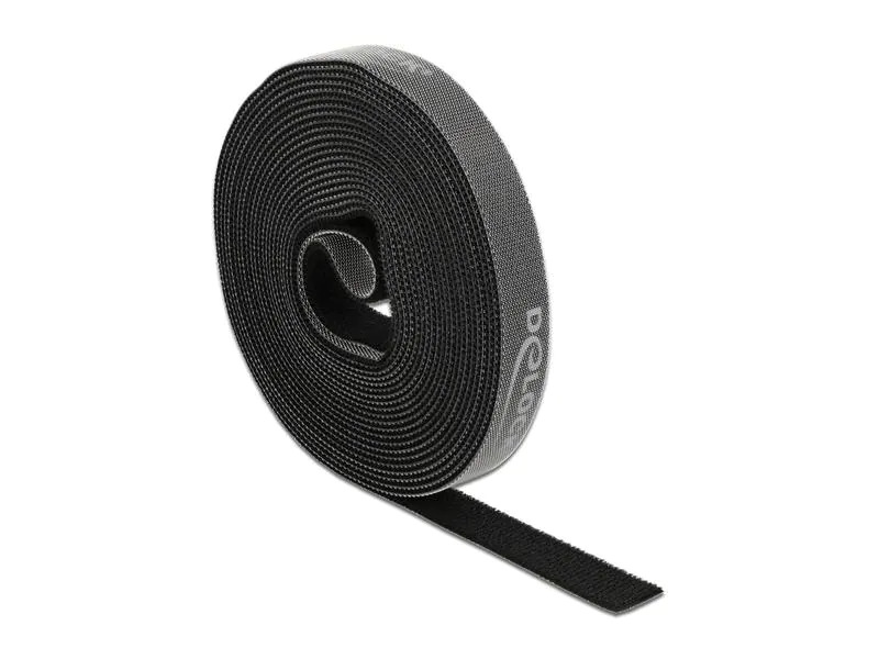 Delock Klettband 5 m x 15 mm Schwarz