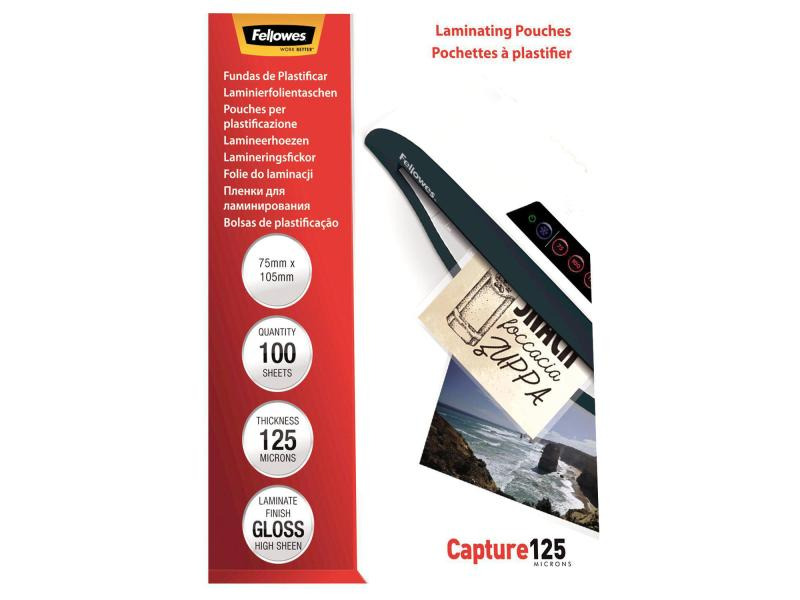 Fellowes Laminierfolie 75 x 105 mm, 125 µm, 100 Stück, Glänzend