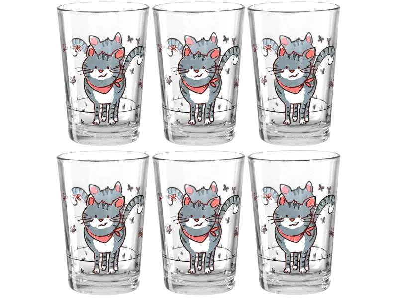 Montana Kindertrinkglas Katze 210 ml, 6 Stück