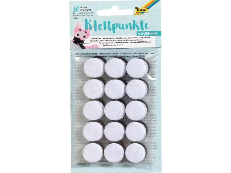 Folia Klettpunkte Selbstklebend, Ø 20 mm Schwarz/Weiss