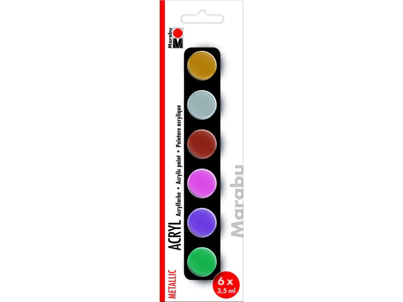 Marabu Acrylfarbe Set Metallic 6 x 3.5 ml