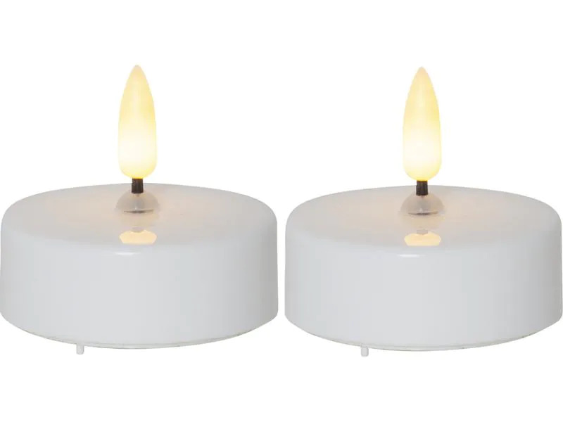 Star Trading LED Teelichter Set Flamme Ø 5.8 x 5.5 cm, Weiss, 2 Stk