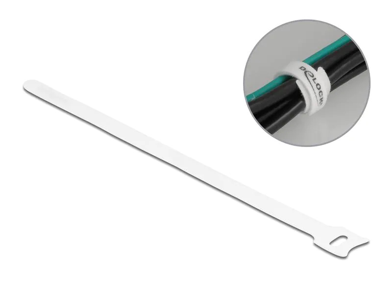 Delock Klettkabelbinder Weiss 250 mm x 12 mm 10 Stück