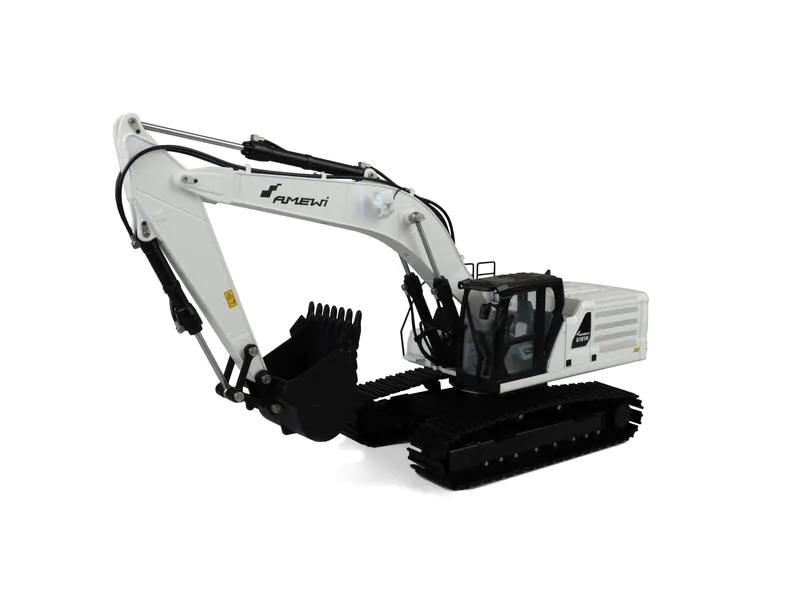 Amewi Kettenbagger G101H, Vollmetall, Hydraulik, Weiss 1:16, RTR