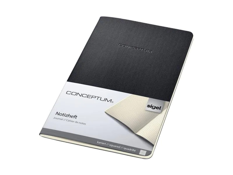 Sigel Notizheft Conceptum A6, Kariert, Schwarz