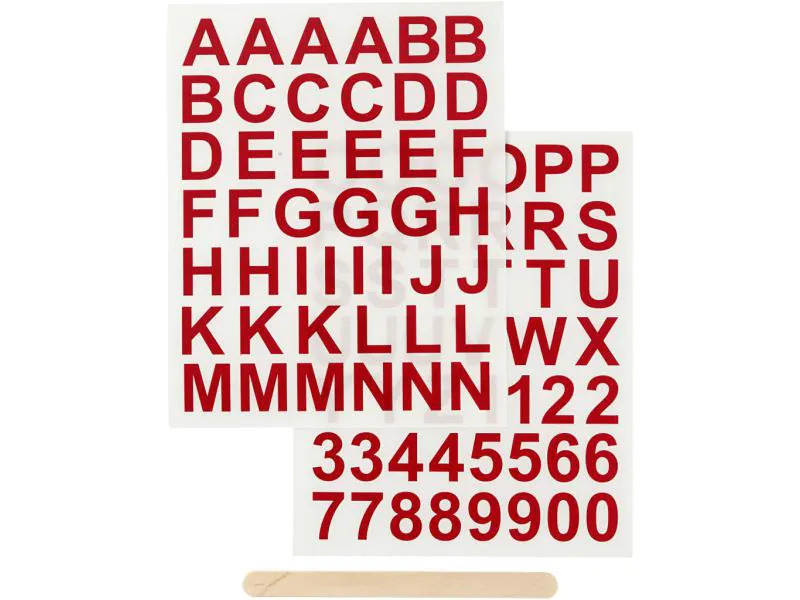 Creativ Company Motivsticker Rub-on Buchstaben &amp; Zahlen Rot, 1 Blatt