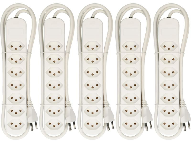 Max Hauri Steckdosenleiste Basic-Line 7x T13 Weiss, 5er Pack