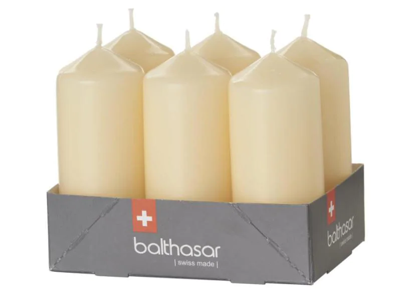 balthasar Zylinderkerze Ecru, 6 Stück