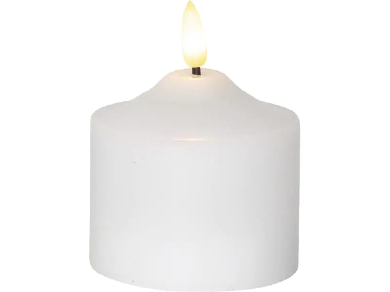Star Trading LED-Kerze Pillar Flamme Ø 7.5 x 9.5 cm, Weiss