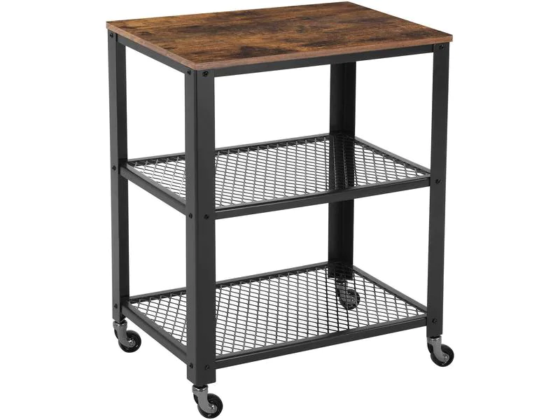 VASAGLE Bartrolley mit Rollen, 60 x 77.5 cm, Braun/Schwarz