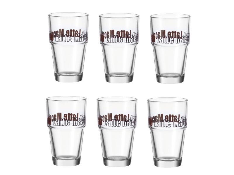 Leonardo Latte Macchiato Becher Solo 410 ml, 6 Stück, Transparent