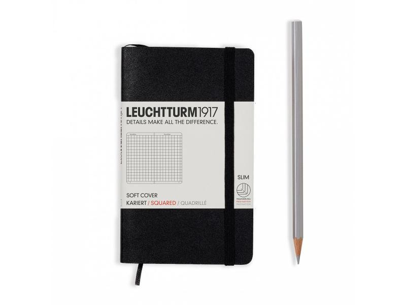 Leuchtturm Notizbuch Pocket A6, Kariert, Schwarz