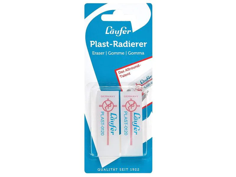 Läufer Radiergummi Plast 0120 2 Stück, Weiss