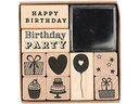 Rico Design Stempelset Happy Birthday mit Kissen schwarz