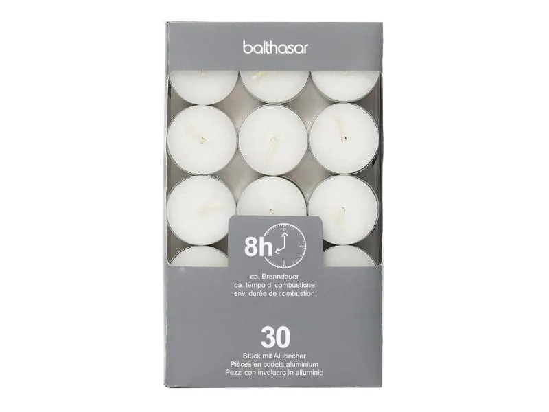 balthasar Teelichter 30 Stück, Weiss