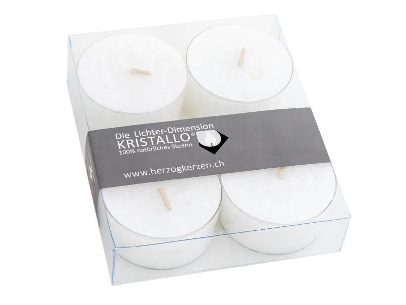 Herzog Kerzen AG Teelichter Maxi Kristallo Ø 5.5 cm 4 Stück, Weiss