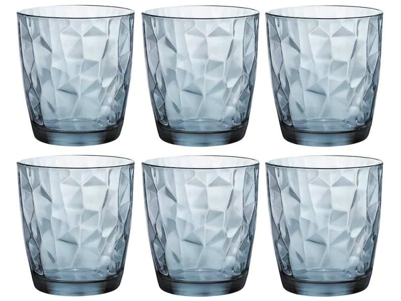 Bormioli Rocco Whiskyglas Diamond 300 ml, 6 Stück, Blau 