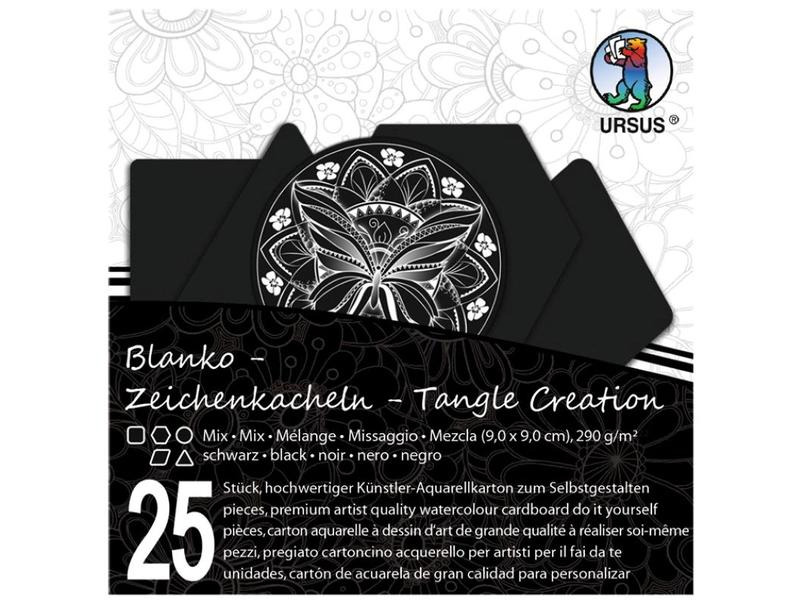 URSUS Aquarellblock Kacheln, 9 x 9 cm, Schwarz, 25 Stück