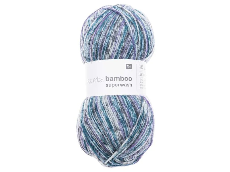 Rico Design Wolle Bamboo für Socken 4-fädig, 100 g, Grau; Blau