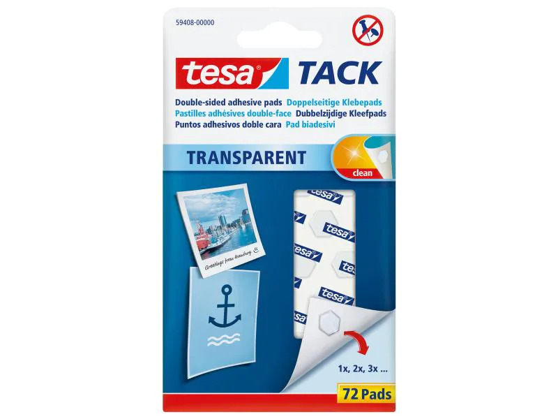 tesa Klebepad TACK 72 Stück, Transparent