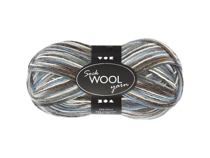 Creativ Company Wolle 50 g für Socken, Blau/Grau