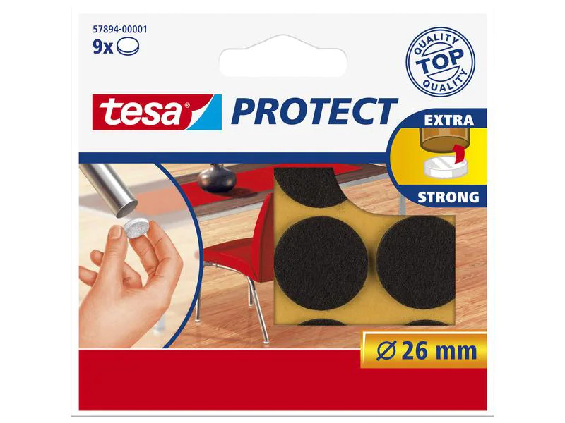 tesa Stuhlbeingleiter Protect Ø 26 mm 9 Stück, Braun