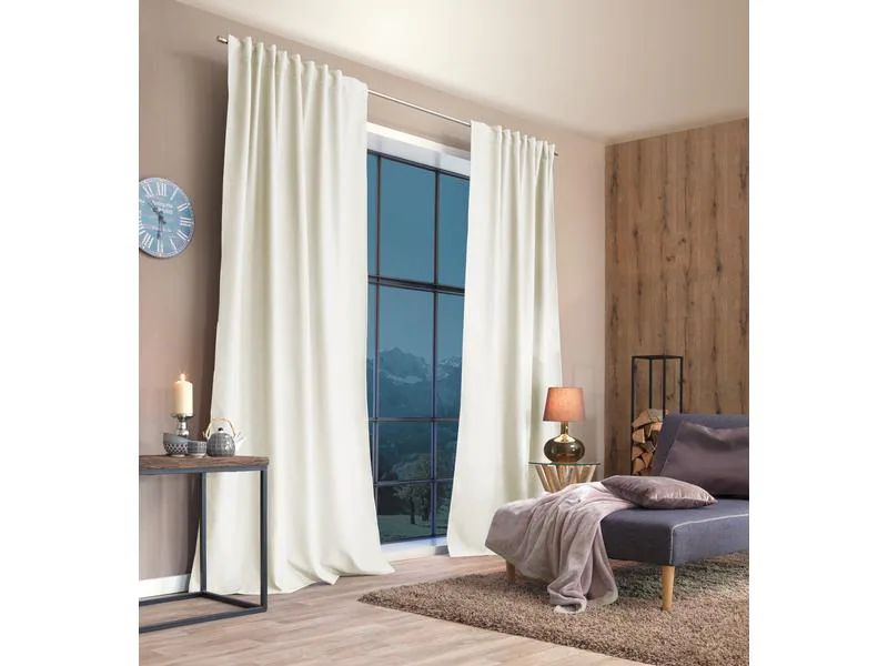 Stotz Decor AG Nachtvorhang mit Faltenband Samedan 135 cmx145 cm, Wollweiss