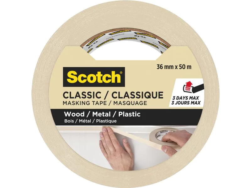 3M Malerabdeckband Scotch Classic 3650 36 mm x 50 m, Beige