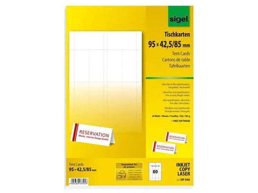 [90100227 1039670] Sigel Tischkarte DP046 80 Stück