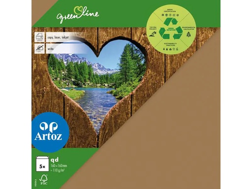 [90010022 1212420] Artoz Couvert Green Line 16 x 16 cm, 5 Stück, Braun