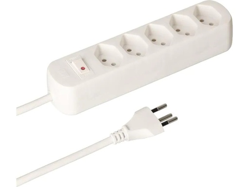 [90100487 1154751] Max Hauri Steckdosenleiste Basic Line 5x T13 Reset Schalter, Weiss