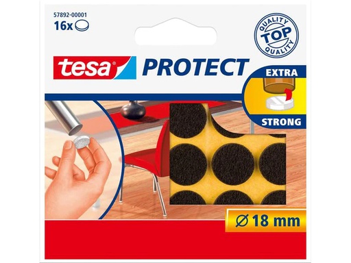 [90100669 1160717] tesa Stuhlbeingleiter Protect Ø 18 mm 16 Stück, Braun
