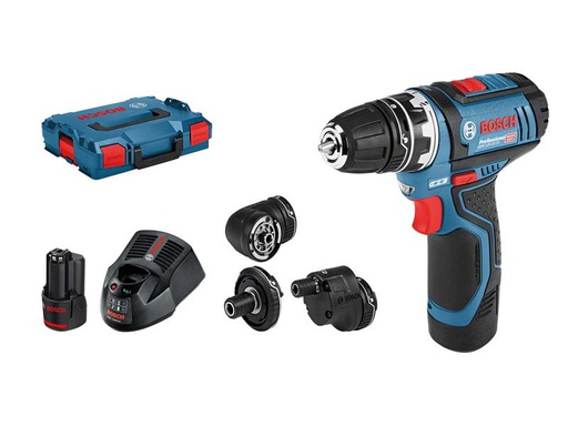 [90100670 531445] Bosch Professional Akku-Bohrschrauber GSR 12 V-15 FC Kit 2x 2.0 Ah + Aufsätze