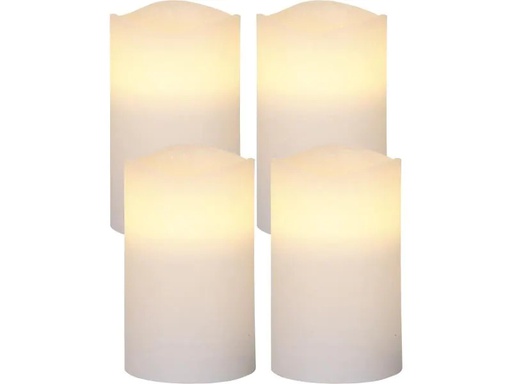 [90101026 1059757] Star Trading LED-Kerzen Set Pillar May Ø 7.5 x 12.5 cm, Weiss, 4 Stk
