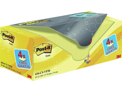 [90101072 412384] Post-it Notizzettel Post-it 7,6 x 7,6 cm Gelb, 20 Blöcke