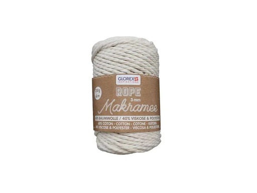 [90101393 1162206] Glorex Wolle Makramee Rope gedreht 3 mm, 250 g, Weiss