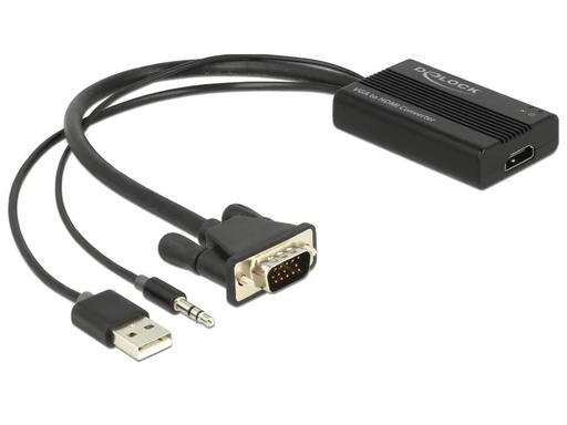[90101465 717225] Delock Konverter VGA - HDMI Schwarz