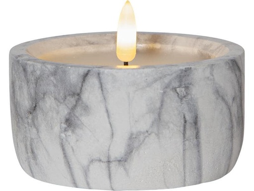 [90101792 1160567] Star Trading LED-Kerze Pillar Flamme Marble Ø 10 x 7.5 cm, Grau