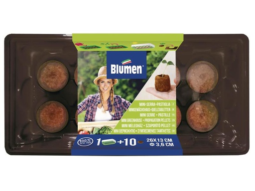 [90101963 1036082] Blumen Gewächshaus 26x13 cm, Ø 36 mm + 10 Kokosquelltabletten