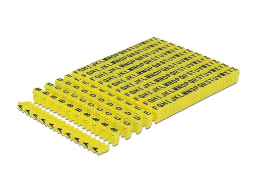 [90102026 978051] Delock Kabelkennzeichnung Clips A-Z  gelb, 10x 26 Stück