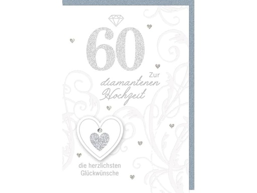 [90102139 1176112] Braun + Company Glückwunschkarte Hochzeitstag 60 11.5 x 17 cm